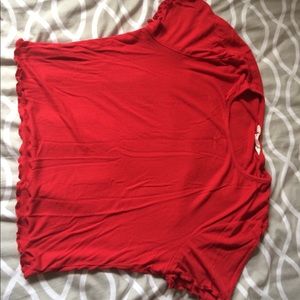 red cropped top